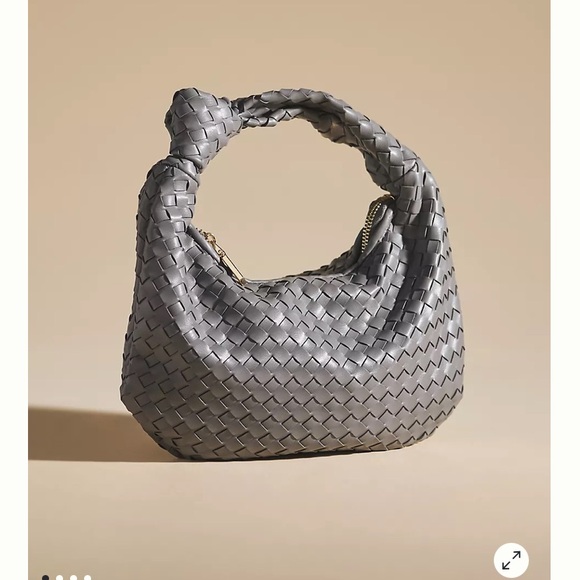 Melie Bianco Brigitte MINI Satchel Woven Knot GREY or BLACK - Picture 3 of 5
